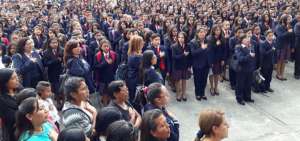 Los estudiantes de la Unidad Mar&iacute;a de Nazaret, durante la inauguraci&oacute;n del a&ntilde;o lectivo.