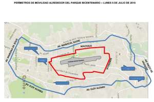 Mapa de movilidad para la visita del papa Francisco. Cortes&iacute;a Municipio