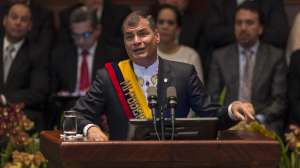 El presidente Rafael Correa dividi&oacute; en dos su intervenci&oacute;n ante el pleno de la Asamblea. FOTO: Marco Salgado/El Tel&eacute;grafo 