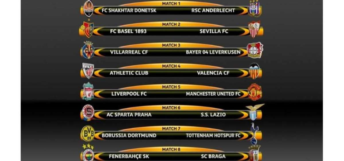 Todos los emparejamientos de los octavos de final de la Europa League.