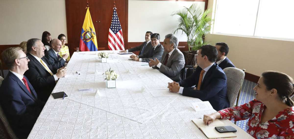 En la reuni&oacute;n, el secretario de Estado norteamericano, Mike Pompeo, felicit&oacute; a Ecuador por sus acciones para fortalecer la democracia, la seguridad y otras.