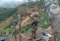 El campamento de minería ilegal en Urcuquí quedó desmantelado por las Fuerzas Armadas. 