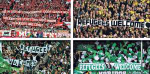 Las hinchadas de varios clubes alemanes han mostrado carteles con la frase &lsquo;Bienvenidos refugiados&rsquo;. Foto: Internet
