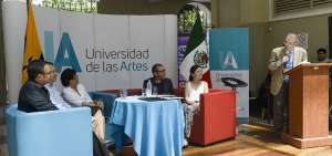 En la foto Andrey Astaiza, director de v&iacute;nculo con la comunidad; Yanerit Morgan, embajadora de M&eacute;xico en Ecuador; Ramiro Noriega y Jos&eacute; Carre&ntilde;o.