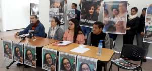 Jazm&iacute;n Montenegro, hermana de Michelle, acompa&ntilde;ada de representantes de los gremios de desaparecidos trataron el caso.