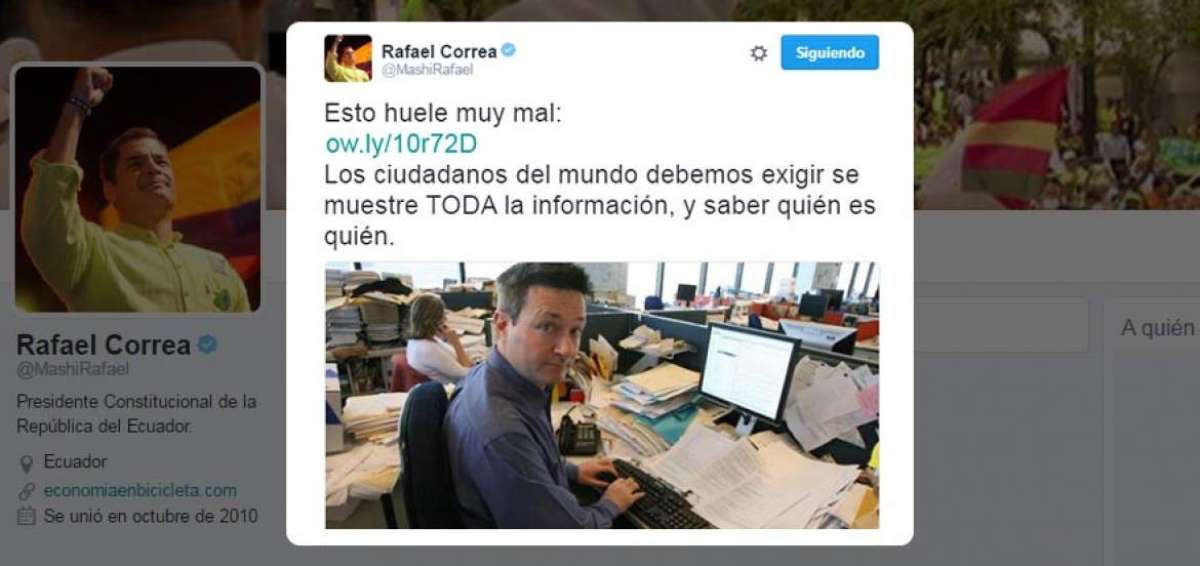 Correa dice que "huele muy mal" que no se publiquen todos los 'Panama papers'