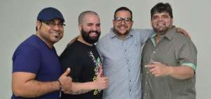 Pablo Pad&iacute;n, Josema Lugo,   Luis &Oacute;mar Sanabria y Jos&eacute; Lugo durante su visita a El Tel&eacute;grafo.