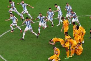La imagen de los jugadores argentinos luego del triunfo sobre Países Bajos. 