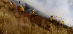 Bomberos durante la sofocaci&oacute;n del fuego.