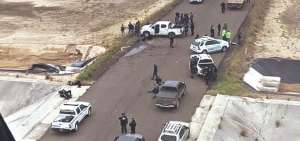 El sector de El Aromo, donde se construye la Refiner&iacute;a del Pac&iacute;fico, fue acordonado por la Polic&iacute;a. Desde una pista clandestina parti&oacute; la avioneta.