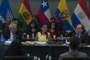 El Titular de Unasur y la ministra del Ambiente dialogaron sobre las acciones para preservar el entorno natural. Foto: Miguel Jim&eacute;nez / EL TEL&Eacute;GRAFO