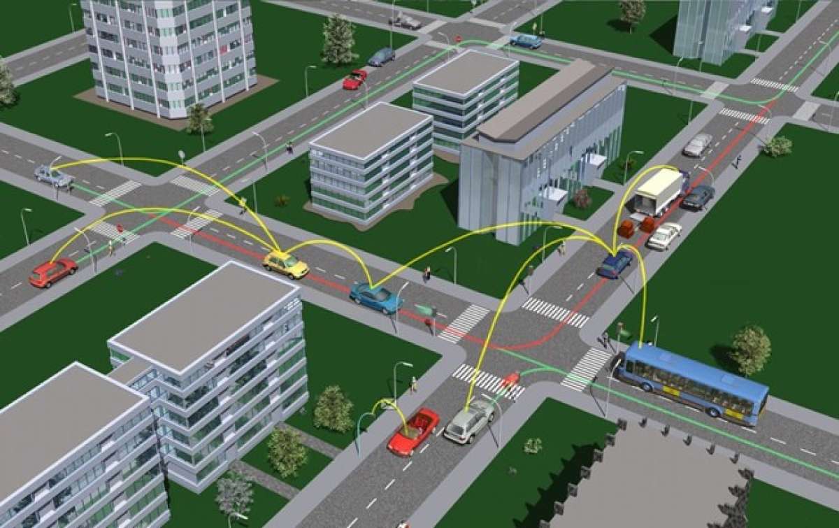 Un concepto de c&oacute;mo los autom&oacute;viles se comunicar&iacute;an entre s&iacute; para evitar accidentes.