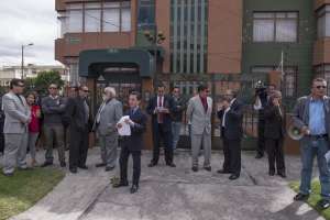 En la marcha estuvo el presidente del gremio y miembros del extinto MPD. Foto: Daniel Molineros / EL TEL&Eacute;GRAFO