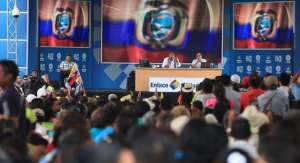 El presidente Rafael Correa dirigi&oacute; el Enlace Ciudadano 441 desde Puerto Lim&oacute;n, Santo Domingo de los Ts&aacute;chilas. Foto: Presidencia 