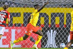 Eryc Castillo marcó el primer gol de Aucas en la Copa Libertadores