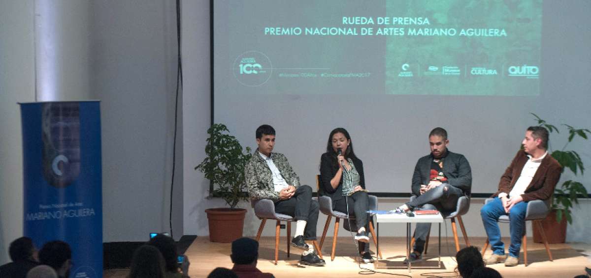 Los curadores Raphael Fonseca (Brasil), Joao Laia (Portugal) y Mar&iacute;a del Carmen Carri&oacute;n (Ecuador) conformaron el Comit&eacute; del Mariano Aguilera este a&ntilde;o. 