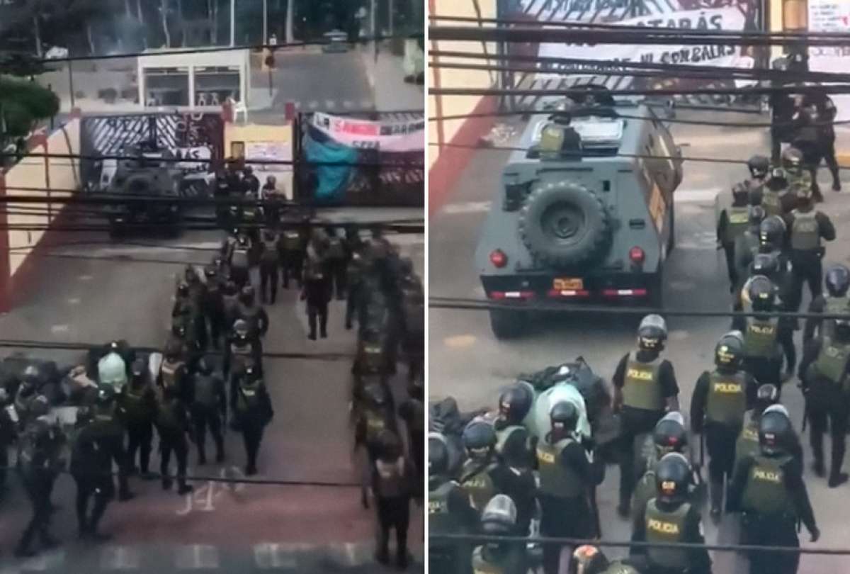 Policía de Perú entra a la Universidad Nacional Mayor de San Marcos en Lima para desalojar a manifestantes