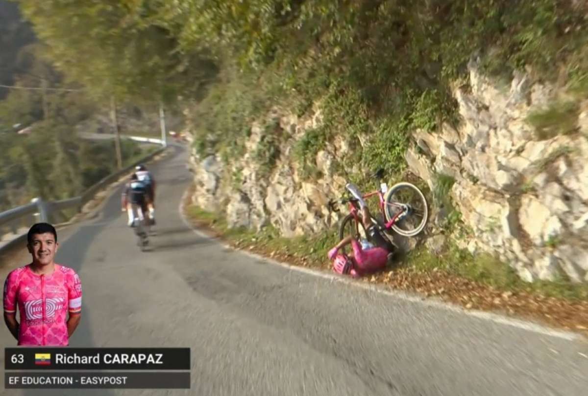 Carapaz confirma que está bien tras su caída en Il Lombardia