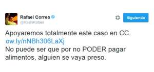 Rafael Correa: "No puede ser que por no poder pagar alimentos, alguien se vaya preso"