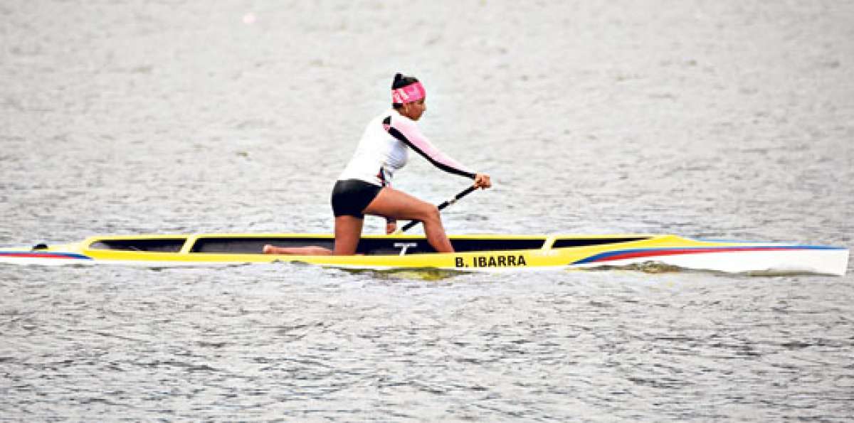 La ecuatoriana Mar&iacute;a Bel&eacute;n Ibarra se ubic&oacute; segunda en la eliminatoria C-2 1.000 metros. Foto: tomado del Flickr Ministerio del Deporte