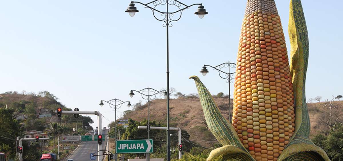 El ma&iacute;z, uno de los granos ancestrales de la gastronom&iacute;a manabita, tiene su monumento en Jipijapa.