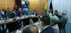 El contralor Pablo Celi anunci&oacute; el inicio de la auditor&iacute;a en una rueda de prensa en Quito.