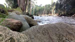 En el r&iacute;o Amarillo, que es un afluente del Tomebamba, en Cuenca, fue encontrado el cuerpo de la menor desaparecida en Azogues. Foto: Cortes&iacute;a