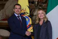El presidente Daniel Noboa y Giorgia Meloni, presidenta del Consejo de Ministros de Italia, se reunieron en Roma. 