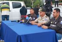 La Policía Nacional brindó una rueda de prensa para dar detalles de la captura de tres sospechosos del delito de sicariato.