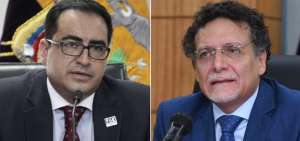 Izquierda: Pa&uacute;l P&eacute;rez Reina, exfiscal del Estado (e). Derecha: Pablo Celi, contralor General subrogante.