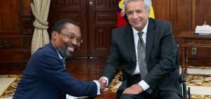  El presidente de Ecuador, Len&iacute;n Moreno, recibi&oacute; al titular de la Corte Penal Internacional (CPI), Chile Eboe-Osuji, en el Palacio de Carondelet. 