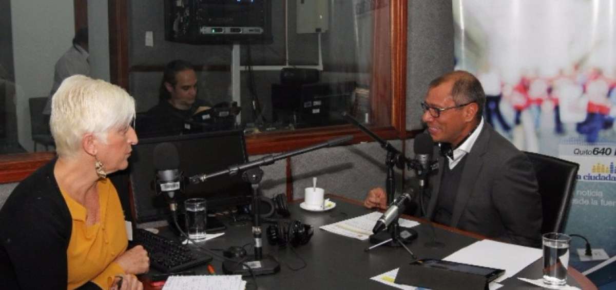 El vicepresidente Jorge Glas durante una entrevista radial. 