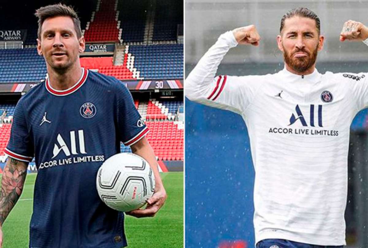 La bienvenida de Sergio Ramos a Messi tras su presentaci&oacute;n en el PSG