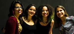 De izquierda a derecha: Lola Duchamp, Ana Cristina V&aacute;zquez, Diana Gardeneira y Ana Mar&iacute;a Gonz&aacute;lez, fundadoras del colectivo La Gallina Malcriada, de Guayaquil.