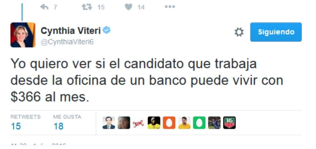 Cynthia Viteri le lanza un nuevo 'dardo' a Guillermo Lasso