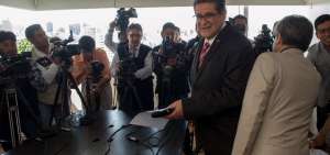 El gerente de la empresa p&uacute;blica Petroecuador, Byron Ojeda, durante una rueda de prensa realizada esta ma&ntilde;ana.