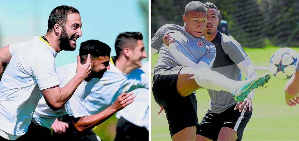 El argentino Gonzalo Higua&iacute;n (izquierda) es uno de los mejores delanteros del f&uacute;tbol europeo y acumula 32 goles en partidos oficiales en esta temporada. El franc&eacute;s Kylian Mbapp&eacute; es una de las revelaciones del balompi&eacute; de su pa&iacute;s y esta tarde acompa&ntilde;ar&aacute; al colombiano Radamel Falcao en el ataque del M&oacute;naco. 