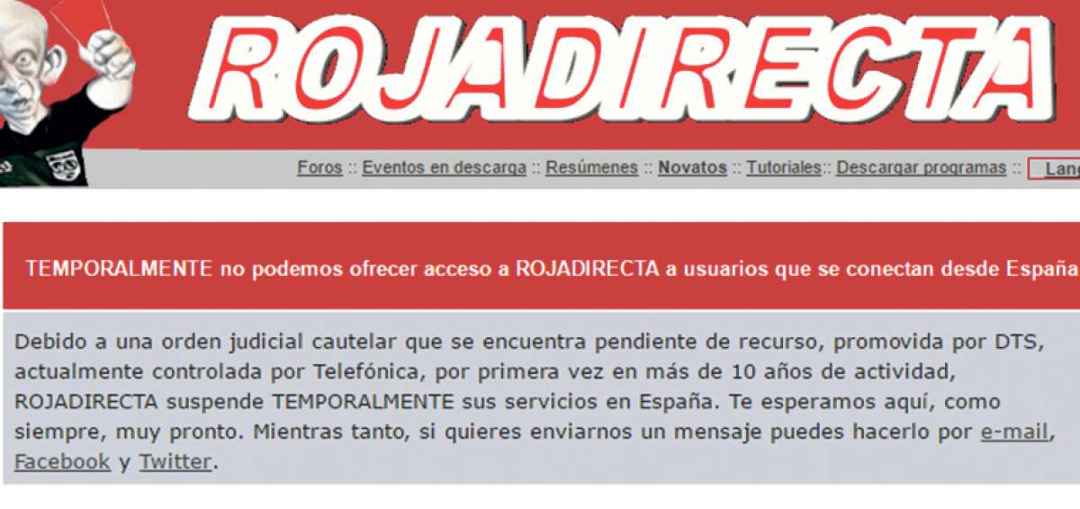 Un juez orden&oacute; cesar la facilitaci&oacute;n de enlaces, de cualquier tipo, que den acceso en directo o en modo ligeramente diferido de partidos de f&uacute;tbol.