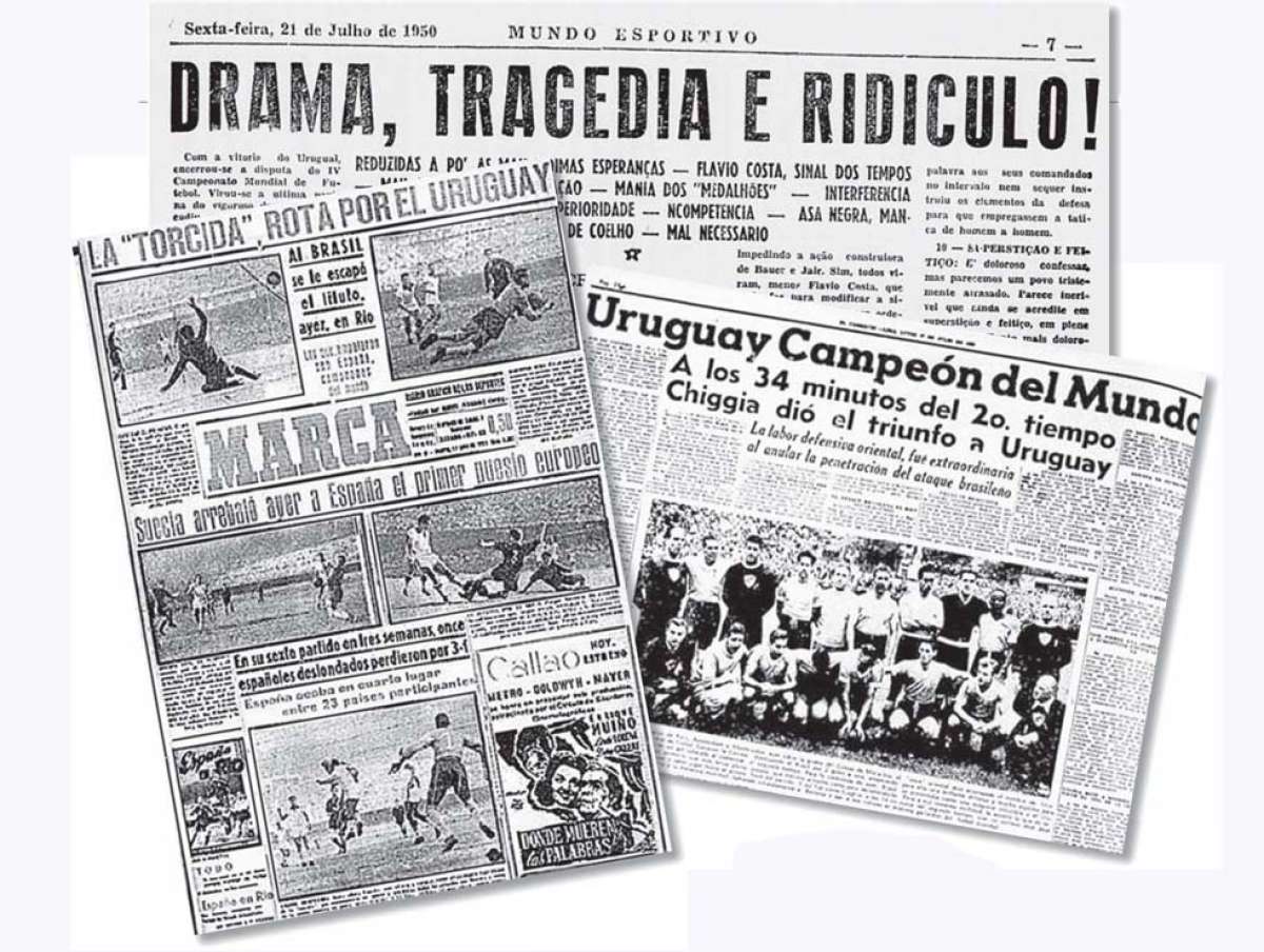 Los recortes de la prensa espa&ntilde;ola que -al igual que las del mundo entero- esperaba titular &lsquo;Brasil campe&oacute;n&rsquo;. En Marca publicaron las fotos de las conquistas de Schiaffino y Ghiggia.  