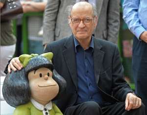 Este galard&oacute;n le llega a Quino (Mendoza, Argentina 1932) el mismo a&ntilde;o en que se celebra el 50 aniversario de la creaci&oacute;n de este popular c&oacute;mic. Foto: AFP
