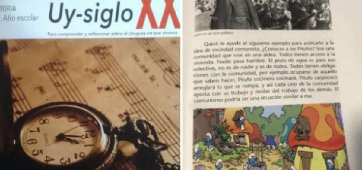 Un libro de texto que explica el comunismo con los Pitufos irrita en Uruguay