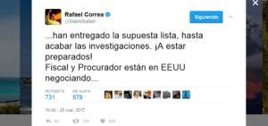 El presidente Rafael Correa inform&oacute; que el fiscal Galo Chiriboga y el procurador Diego Garc&iacute;a est&aacute;n en Estados Unidos negociando con los representantes de la constructora brasile&ntilde;a. 