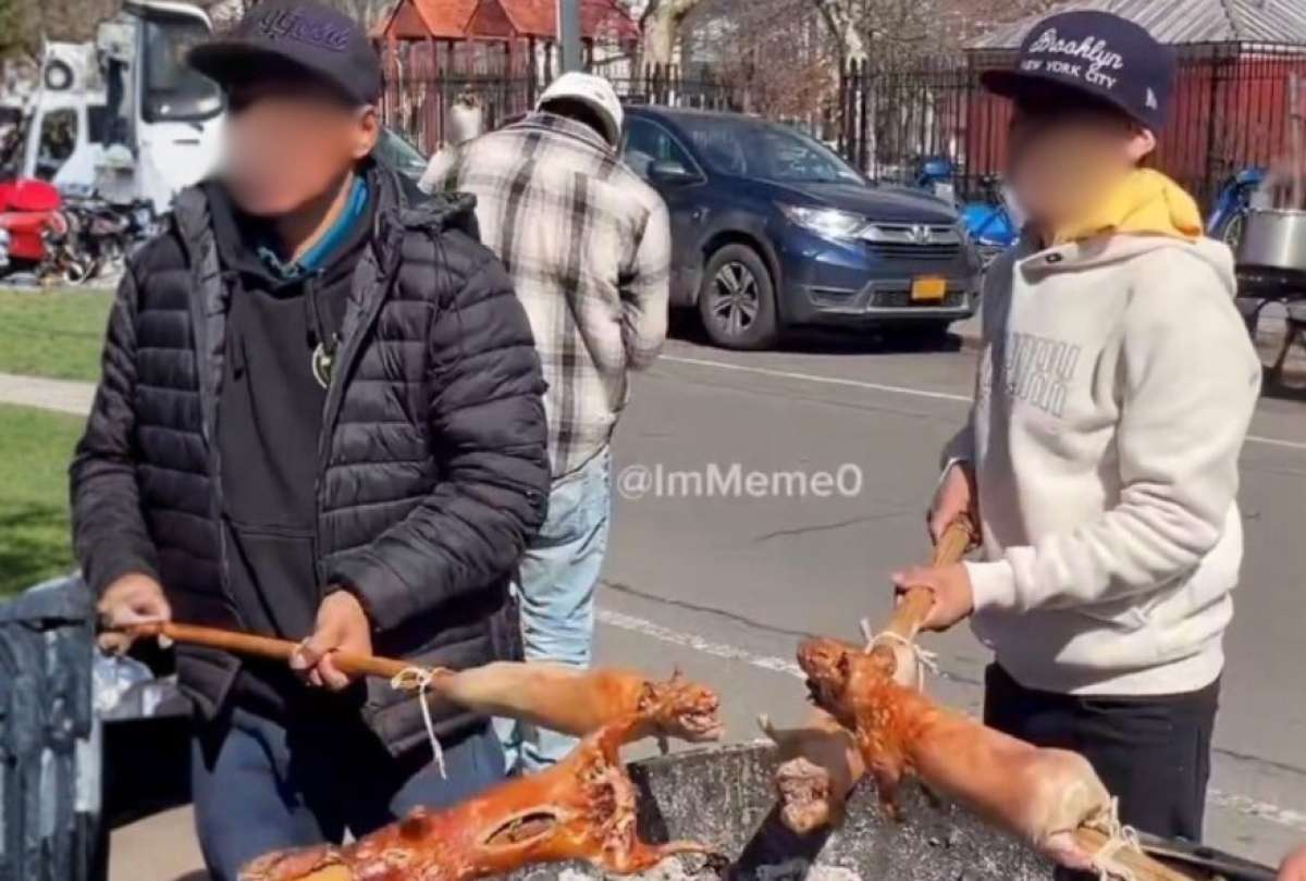 El cuy asado, plato tradicional andino se prepara en las calles de Nueva York.
