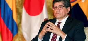 El canciller ecuatoriano, Jos&eacute; Valencia, ofrece este martes una rueda de prensa, en Quito (Ecuador).