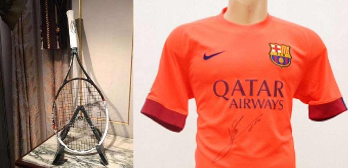 La raqueta de Djokovic y la camiseta de Messi est&aacute;n en subasta en Ebay.