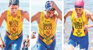 Matute(i) no termin&oacute; la carrera, por pincharse una llanta,en el triatl&oacute;n de La Paz. Farez se adjudic&oacute; el primer lugar en la categor&iacute;a sub-23 del pasado triatl&oacute;n.El azuayo Cabascango (d) se ubic&oacute; en vig&eacute;simo lugar en La Paz.Fotos cortes&iacute;a:Pilar Valenzuela