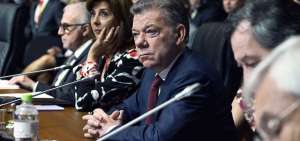 El mandatario colombiano durante su intervenci&oacute;n en la Cumbre de las Am&eacute;ricas.