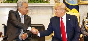 Foto oficial de los presidentes de Ecuador, Len&iacute;n Moreno; y de Estados Unidos, Donald Trump, en la Casa Blanca.