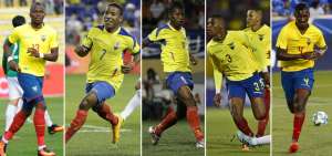 De izquierda a derecha: &Eacute;nner Valencia, Joao Plata, Gabriel Cortez, Robert Arboleda y John Cifuente abandonaron sin autorizaci&oacute;n la Casa de la Selecci&oacute;n.