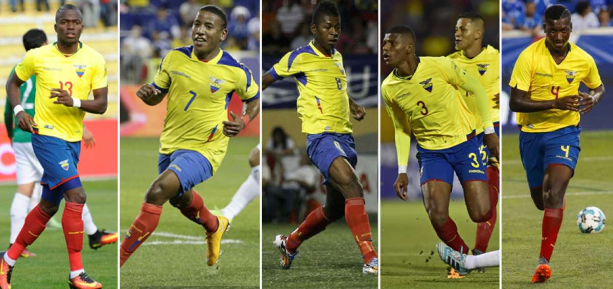 De izquierda a derecha: &Eacute;nner Valencia, Joao Plata, Gabriel Cortez, Robert Arboleda y John Cifuente abandonaron sin autorizaci&oacute;n la Casa de la Selecci&oacute;n.